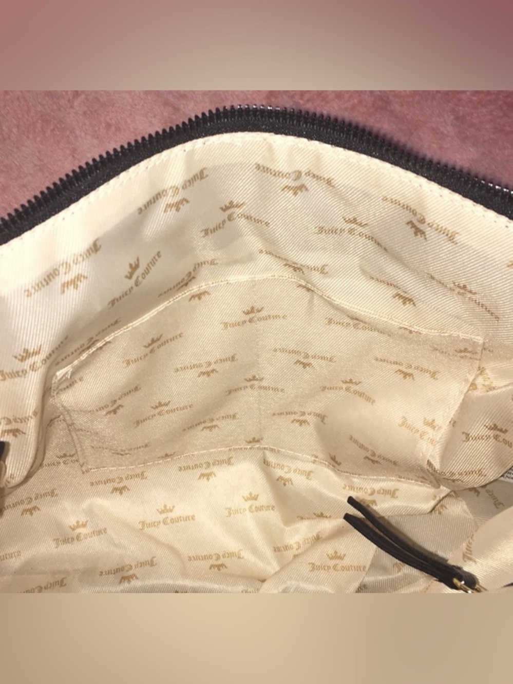 Juicy Couture Black and Tan Monogram Crossbody/Satchel/Tote with Key Charm NWT - Picture 15 of 15